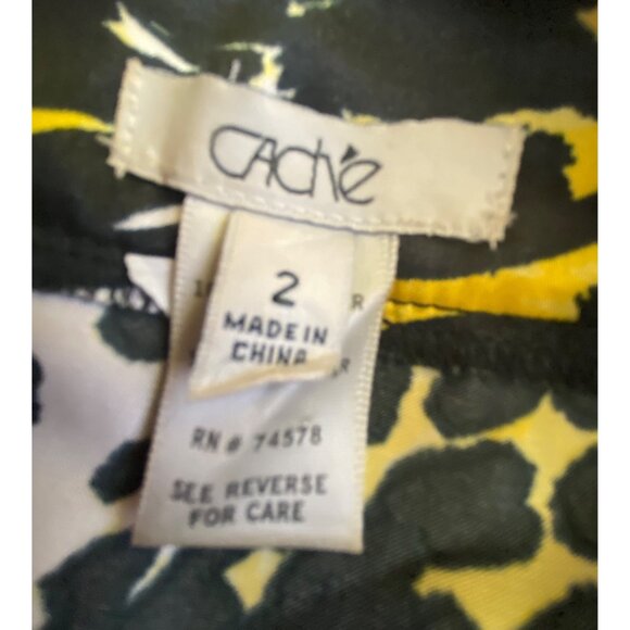 VTG Cache Yellow Black Leopard Print Ruffle Skirt Size 2 Punk Rock Sexy Wild Y2k - Picture 5 of 7